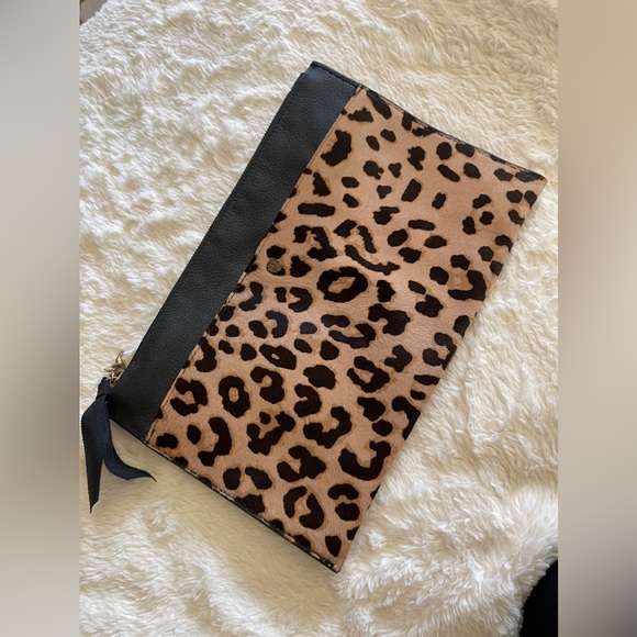 J. Crew Bags Nwt Jcrew Cheetah Print Leather Clutch Poshmark